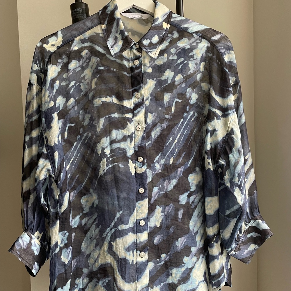 & Other Stories Stockholm Atelier Printed Button Down Blouse size XS